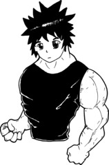 the guy have muscular bulky body