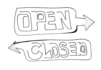 Open Sign Closed. for use in cafes, buildings, shops and others