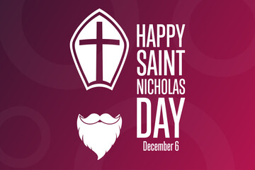Saint Nicholas Day. December 6. Holiday concept. Template for background, banner, card, poster with text inscription. Vector EPS10 illustration.