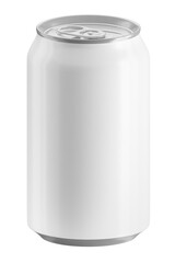White, full metal aluminum 330ml beverage can isolated on white background. 3D rendering.