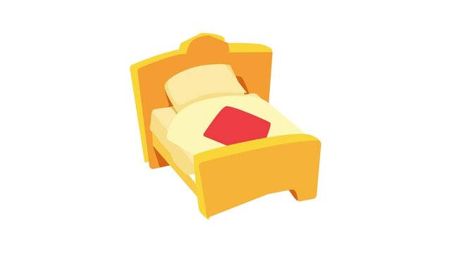 Bed animation of cartoon icon on white background