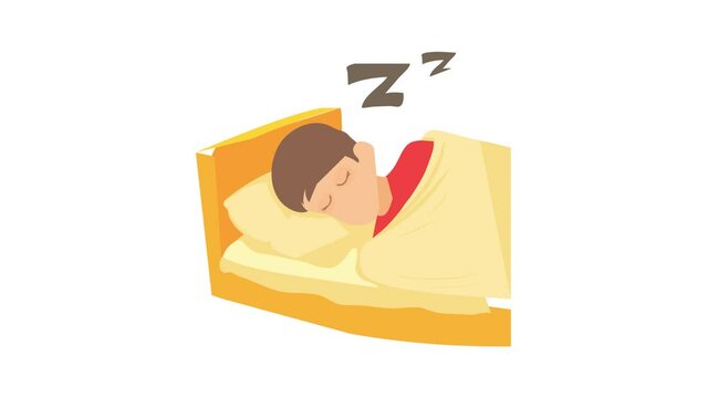 Boy sleeping animation of cartoon icon on white background