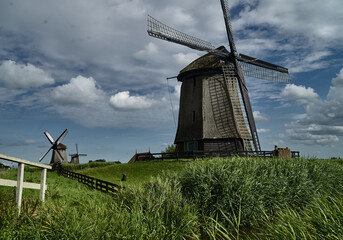 Fototapeta na wymiar Old windmill in the field of the Netherlands