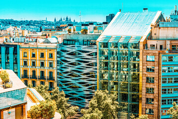 Panorama of the center of Barcelona, the capital of the Autonomy
