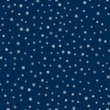 Dark blue vector  seamless background with hand drawn  snowflakes