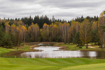 Autumn landscape on golf courses