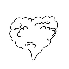 Heart shaped cloud. Hand drawing in doodle style. Vector illustration.