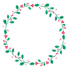 Christmas wreath drawing on white paper background, Christmas greeting card background