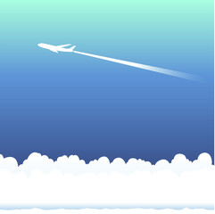 Passenger plane fly in the sky vector draw  