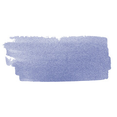 Simple Watercolor brushstroke in a blue cold shade isolated on white. Abstract design element. Texture paper. Hand drawn illustration. For background, poster, banner, collage,  card, invitation. 