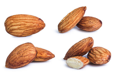 almonds isolated on white background