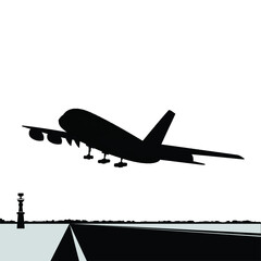 Passenger plane fly in the sky vector draw  
