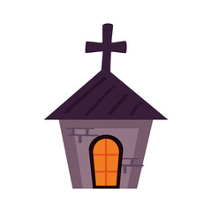 halloween haunted church tower icon