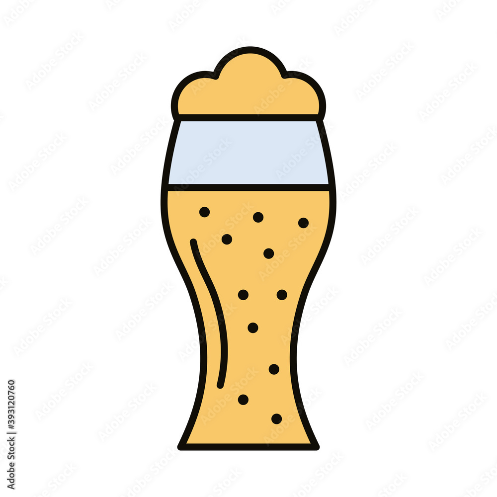 Poster beer drink in glass line and fill style icon