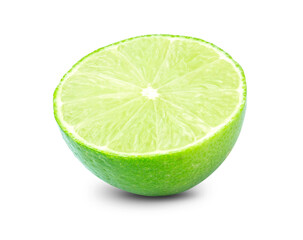 lime or green lemon isolated on white background