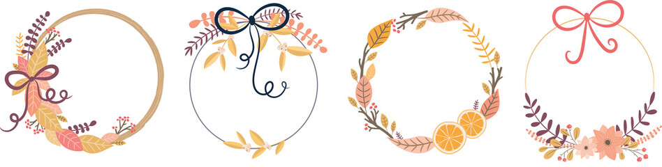 autumn, autumn leaves, beautiful, berries, botanical, bow, branch, card, christmas, circle, colorful, december, decoration, design, elegant, element, feminine, festive, forest, frame, garland