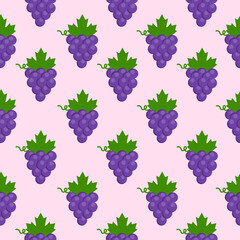 This is a seamless pattern with a grape on a pink background.