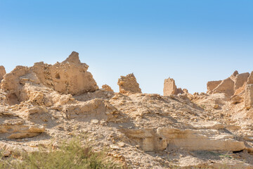 Historic buildings in Dariyah clay castle, also as Dereyeh and Dariyya, a town in Riyadh, Saudi Arabia, original home of the Saudi royal family, the capital of the Emirate of Diriyah.