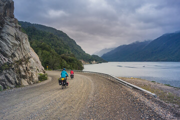 Fototapeta premium Bike tour at Carretera Austral, Patagonia - Chile.