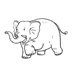 Cute elephant illustration outline stroke