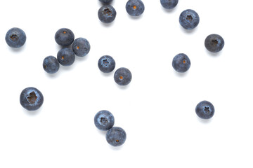 Creative layout made of blueberry on isolated on white background. Flat lay. Food concept. Macro concept.