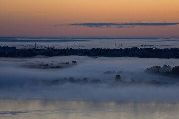 foggy dawn over the River Volga
