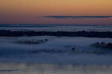 foggy dawn over the River Volga
