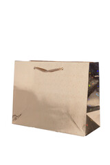 shiny golden gift bag. isolate on white background