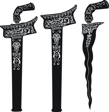 Malayu dagger weapon drawing beautiful pattern