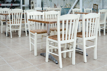 Obraz na płótnie Canvas Local restaurant furniture on the island of Evia, Greece 