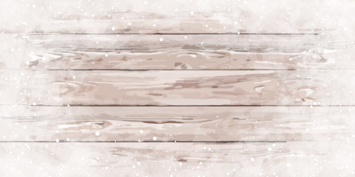 Wooden christmas background with snowflakes. Vector illustration
