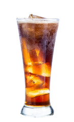 coca cola in glass isolaed on white background