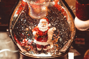 glass ball with Santa Claus snowball gift magic decorative