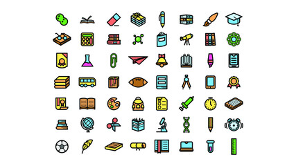 Set Elements Hand Drawn Collection College School Study Sketch Vector Design Style Background Grades Education Student Learning Illustration Icons