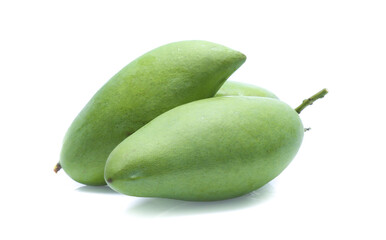 green mango on white background