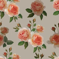 Wall murals Roses Roses seamless pattern, botanical illustration  vector illustration