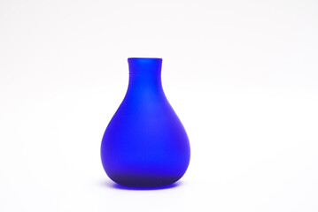 Blue curved vase on isolated on white background