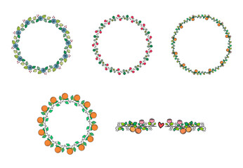Flames, ornamento, coroa de flores, Linha, uso, arte,  flores, folhas, frutos, desenho,  decoração, elemento, desenho, símbolo, adesivos, vetor ornamentos.