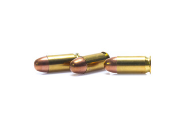 cartridges of .45 ACP pistols ammo isolated