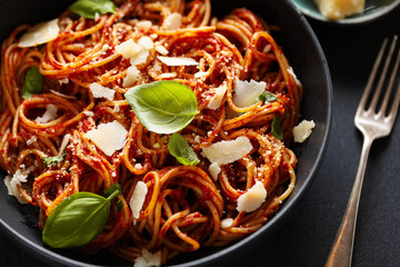 Pasta with tomato sauce and cheese