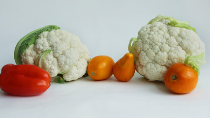 fresh vegetables, cabbage, cauliflower, sweet pepper,garlic, tomatoes, walnuts