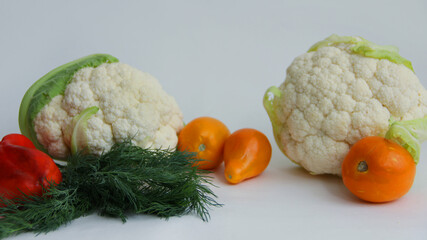 fresh vegetables, cabbage, cauliflower, sweet pepper,garlic, tomatoes, walnuts