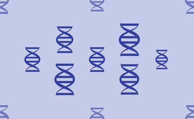 Seamless pattern of large isolated blue dna symbols. The pattern is divided by a line of elements of lighter tones. Vector illustration on light blue background