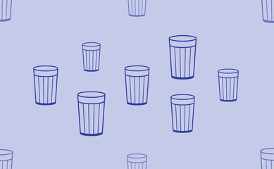 Seamless pattern of large isolated blue glass symbols. The pattern is divided by a line of elements of lighter tones. Vector illustration on light blue background