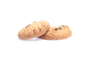 Chocolate chip cookies isolated on white background. Sweet biscuits