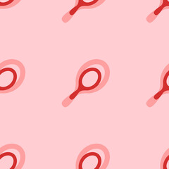 Seamless pattern of large isolated red tennis symbols. The elements are evenly spaced. Vector illustration on light red background