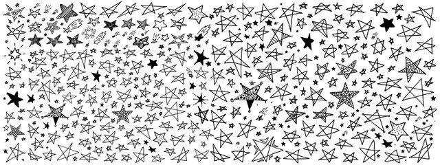 Seamless Pattern with Hand Drawn Vector Star Icons