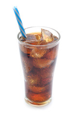 Cola in a glass isolated on white