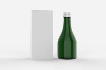 Mock up for design of packing cosmetics, pharmaceutical, or container for  pills, capsules or syrup. slim bottle with box. 3d illustration 