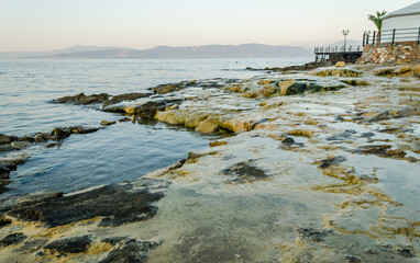 Natural pools with thermal water in Pefki on the island of Evia, Greece 